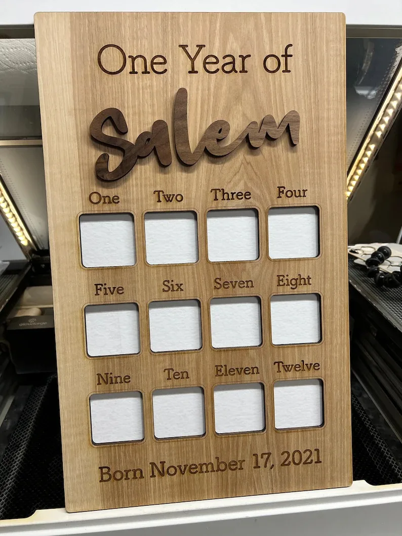 Baby Growth Record 12 Months Photo Frame Souvenir Growing Memory Gifts First Year Photo Board