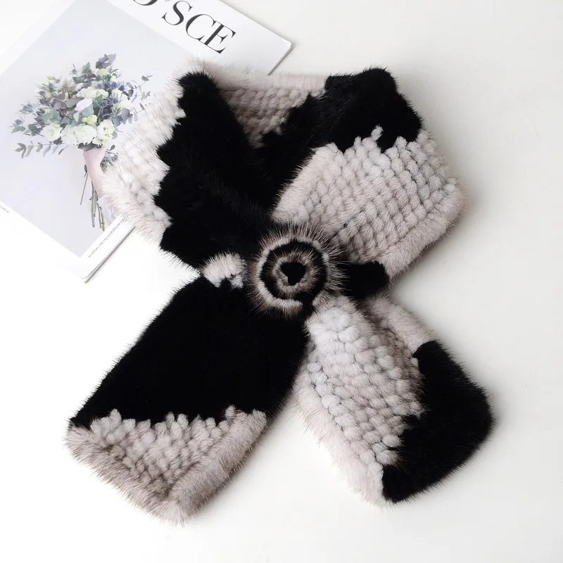 2020 fashion mink fur scarf real Fur scarf female   with fur trim scarves white  arm sets  direct deal