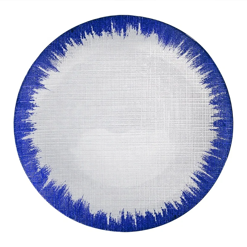 Inch bulk round decorativewholesale gold silver beaded 13 inch clear wedding gold glass charger plates for wedding decoration