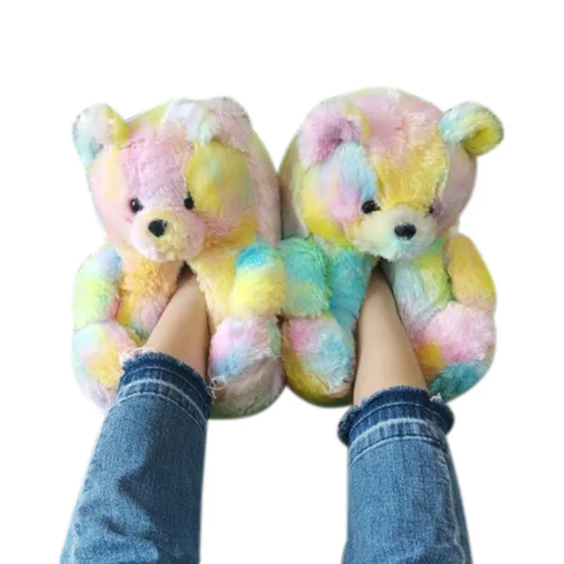 OXGIFT Wholesale kids plush teddy bear slipper shoes for women