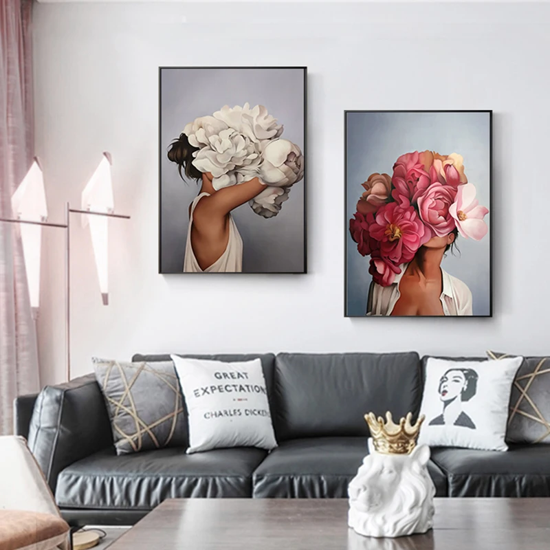 Sexy Girl Flower Woman Poster Wall Art Modern Printing Posters Art Picture Home Decoration Beauty Canvas Painting