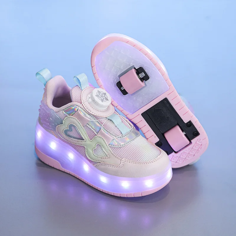 Gift High Quality Shiny Luminous Shoes Girls Led 2 Wheels Kids Roller Skate Shoes With Light