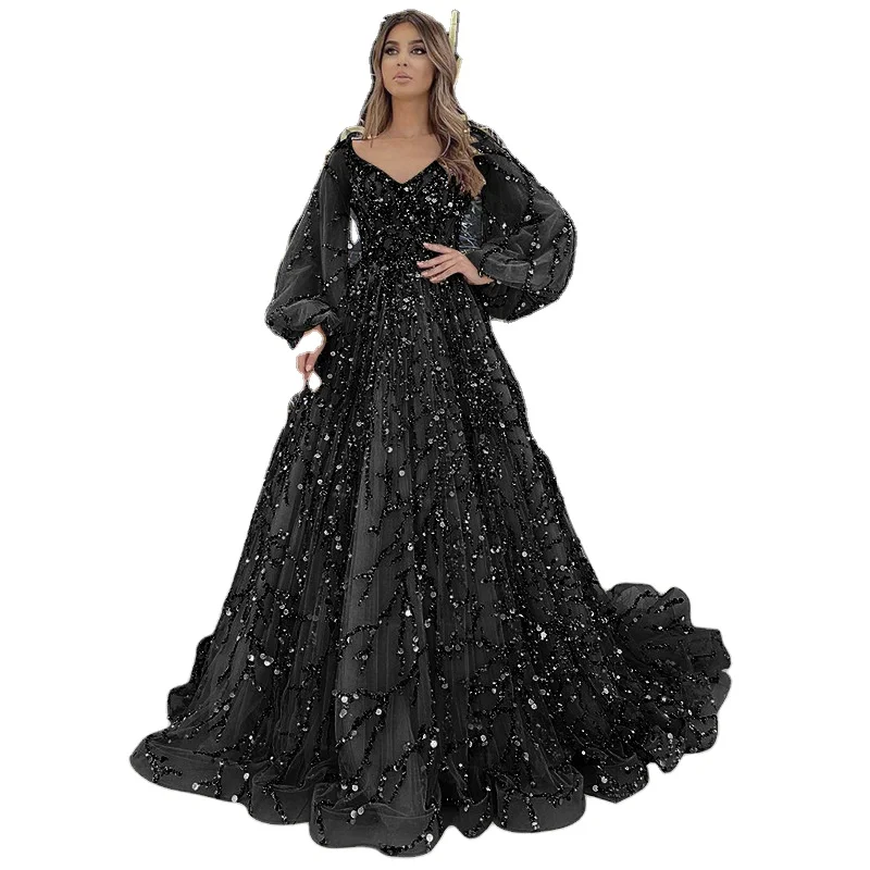 European and American/African New Gold Heavy Industry Nail Beads Luxury Evening Dress Sexy Celebrity Empress Long Dress