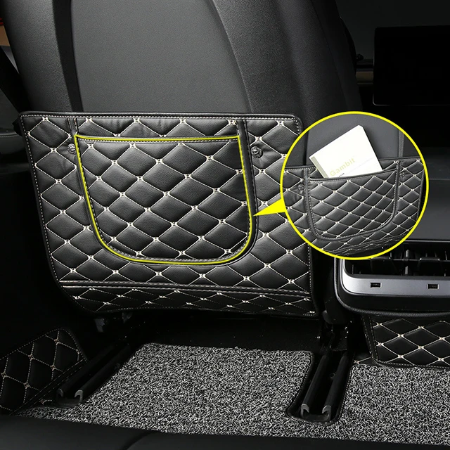  OEM/ODM кожаная задняя часть автомобильного сиденья защита от детей коврик подушка с карманом для Tesla Model 3 аксессуары