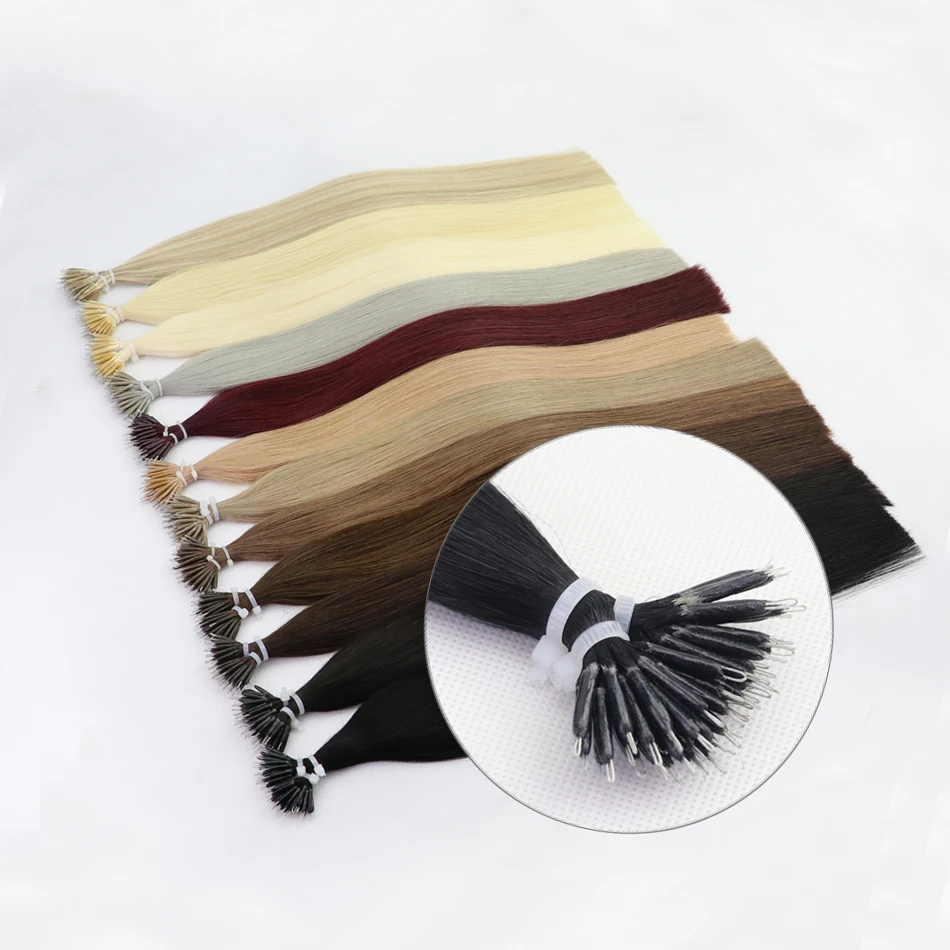 Double drawn vigin remy 100% human hair natural micro nano ring hair extensions