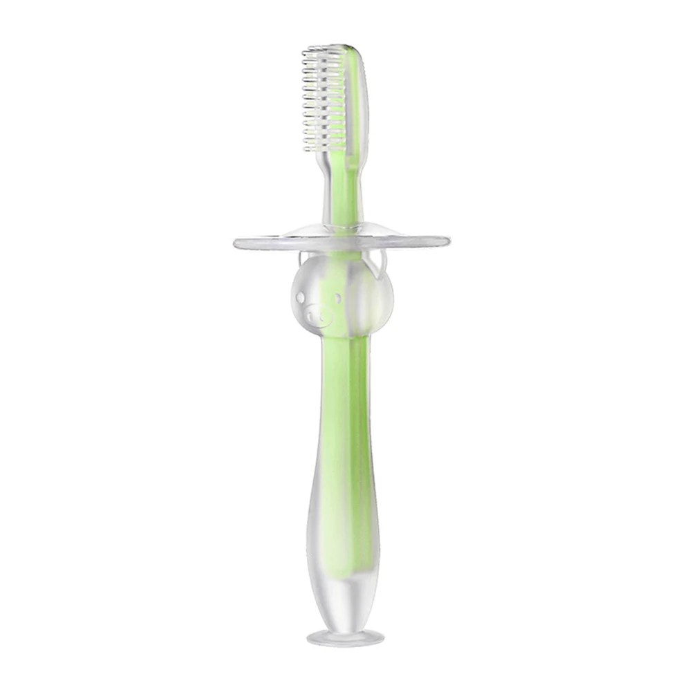
BPA free baby toothbrush silicone for children with standing suction 