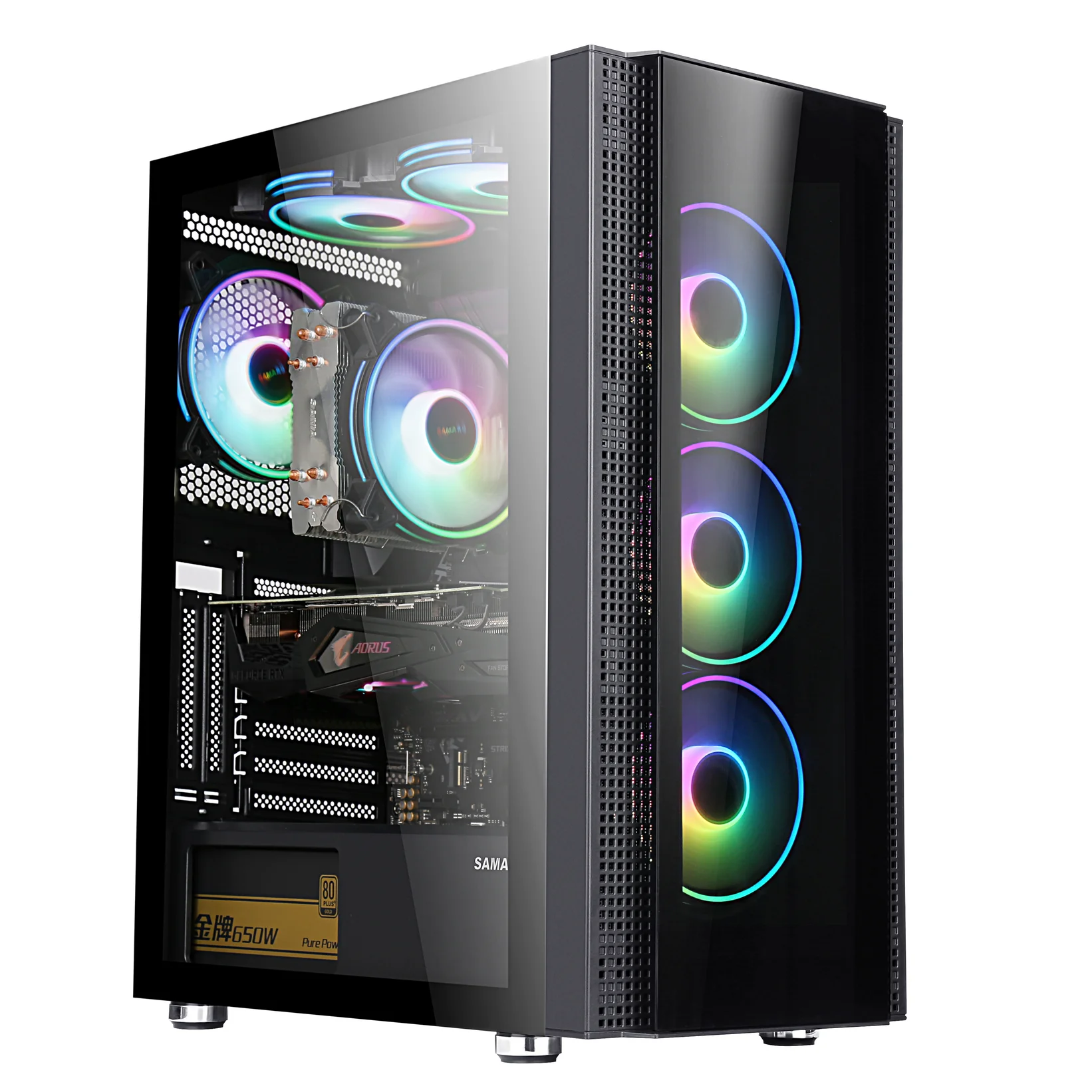 New design SAMA OEM Gaming PC Cases USB3.0 Cable Tempered Glass ATX Desktop Computer Case