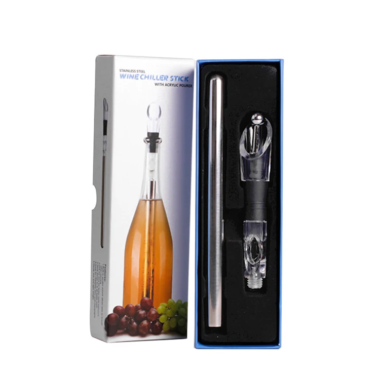 Wholesale Wine Accessories Gift Set Stainless Steel Bottle Cooler Chiller Stick with Acrylic Pourer