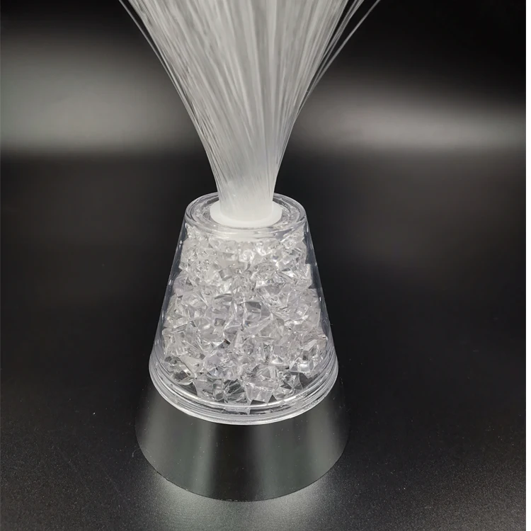RGB color changing crystal base battery operated fiber optic lamp