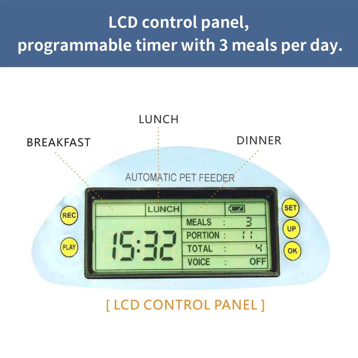 Кормушка для кошек с ручным управлением, автоматическая кормушка с ЖК-дисплеем и голосовой записью, для кошек