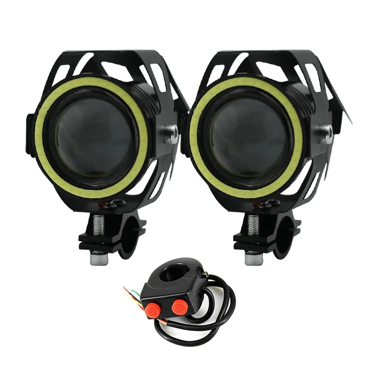 Фары мотоциклетные ангельские u7, светодиодные противотуманные фары ближнего и дальнего света со стробоскопом, 10 Вт, 12-80 В, мотоциклетная фара u7