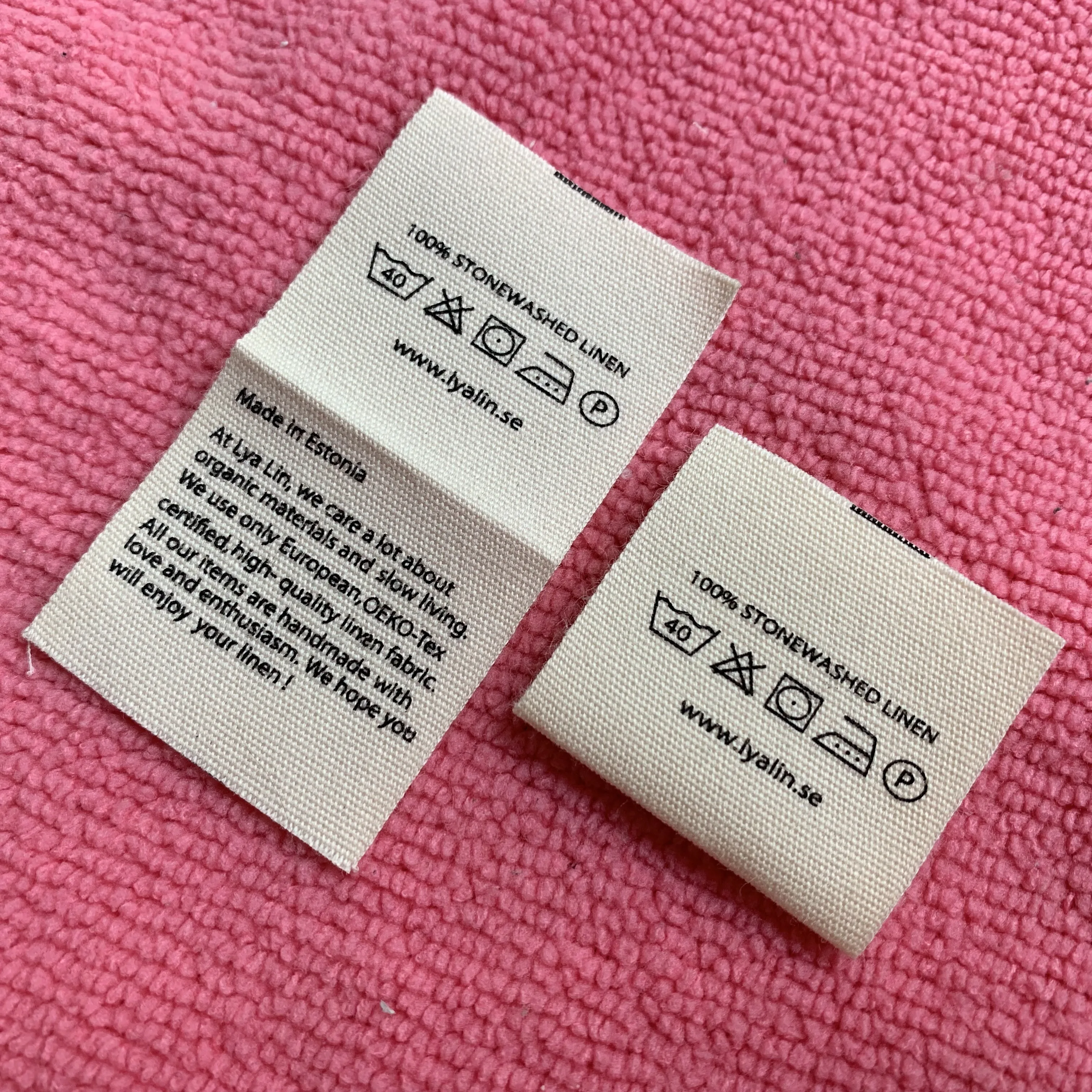 soft washing instructions cotton fabric label,double sides inside cotton label