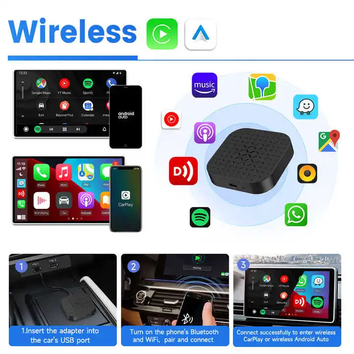 New Carplay Ai Box universal streaming box Wireless Carplay Wireless Android Auto Android 11 adapter 3 in 1 dongle carplay