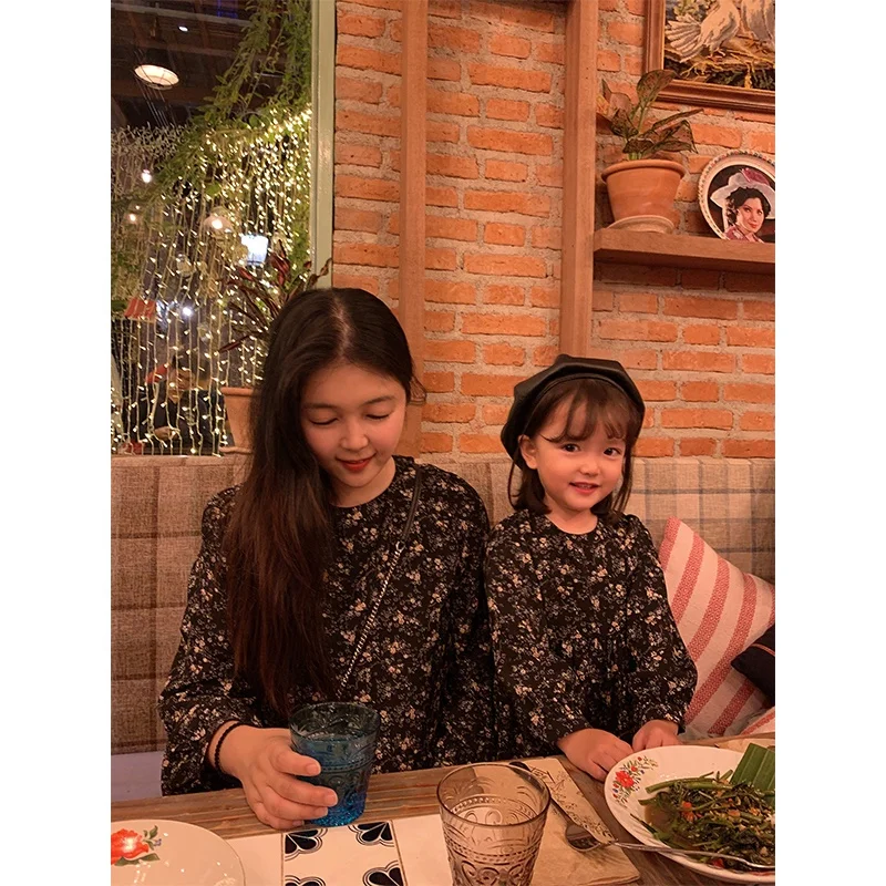 
C1064/Family boutique clothing mother and daughter classic floral dress fashion casual girls dress 