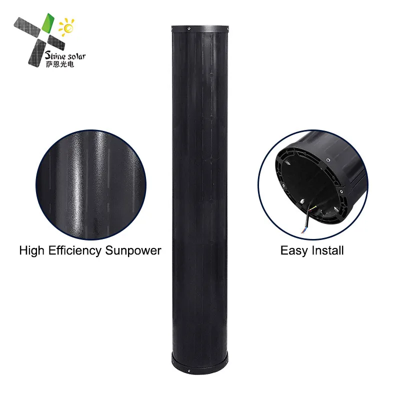 custom Cylindrical panel 55w 90w Sunpower cell Solar pv Module solar panel for solar light