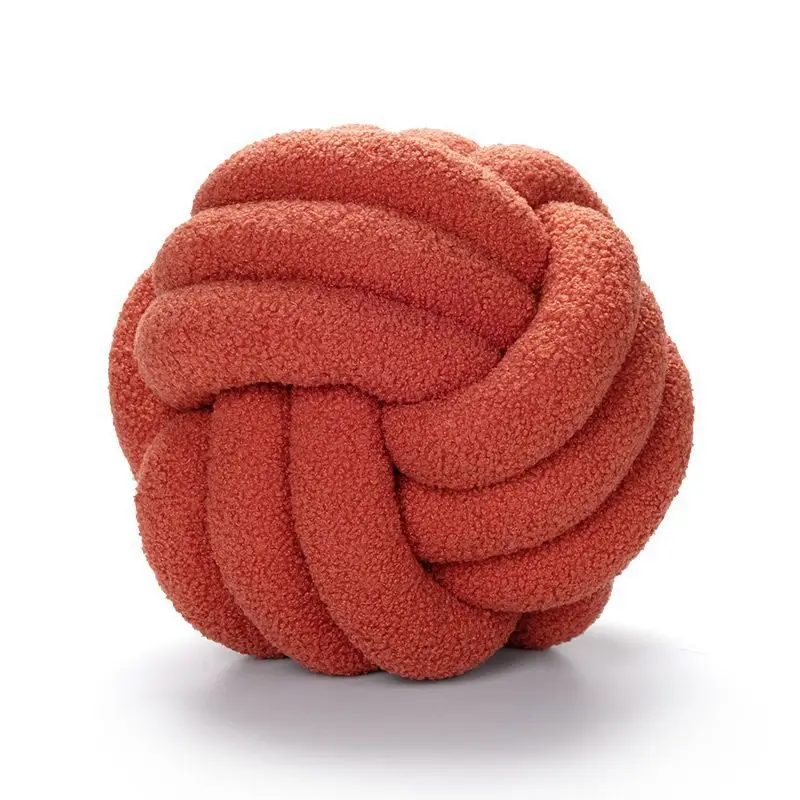 Knitted Wool Hand-weave Spherpa Plush Knot Ball Throw Pillow Luxury Home Decor Acrylic Fibre Cushion Knot Throw Pillow