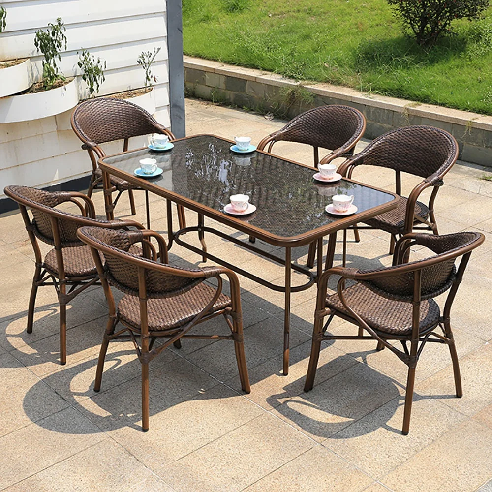 High Quality Rattan/wicker French Cafe Bistro Chair With Table Set Popular Outdoor Garden Rattan Furniture