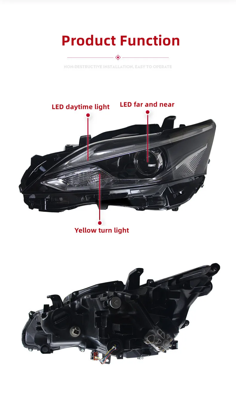 For Lexus CT200 2011-2017 Headlight Assembly Upgrade High Configuration LED Daytime Running Light Dual Lens Headlamp
