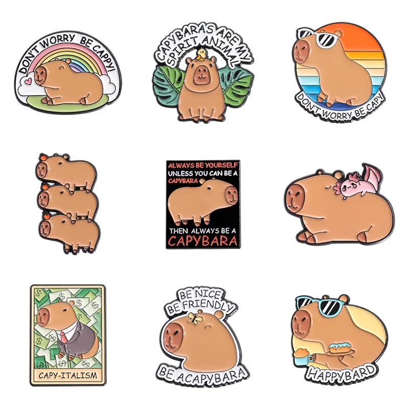 Wholesale OEM/ODM Custom Collar Accessories Cute Capybara-Shaped Cartoon Animal Playful Corsage Badge Hat Pins for Caps