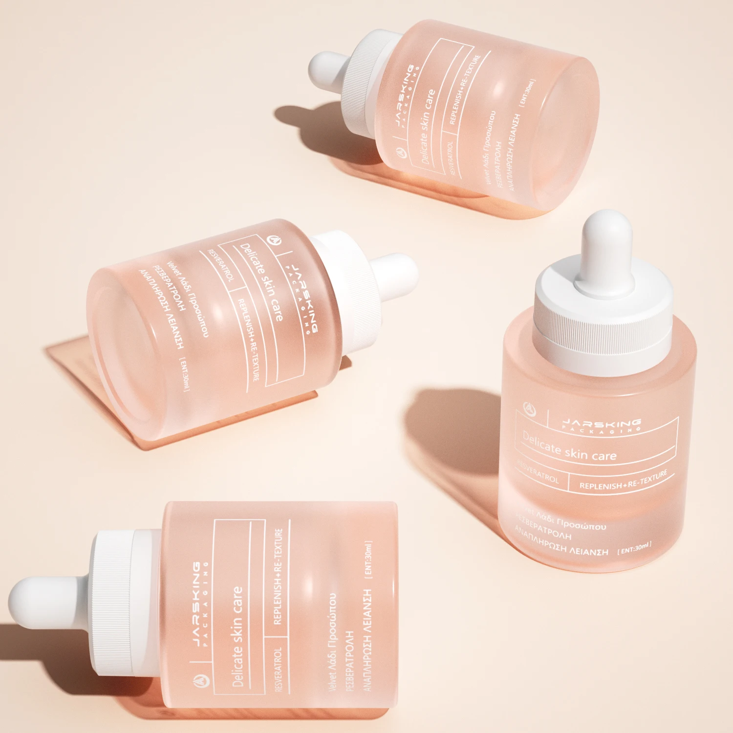 30ml Custom luxury round custom round cosmetic frosted face hair serum essential oil glass dropper bottles