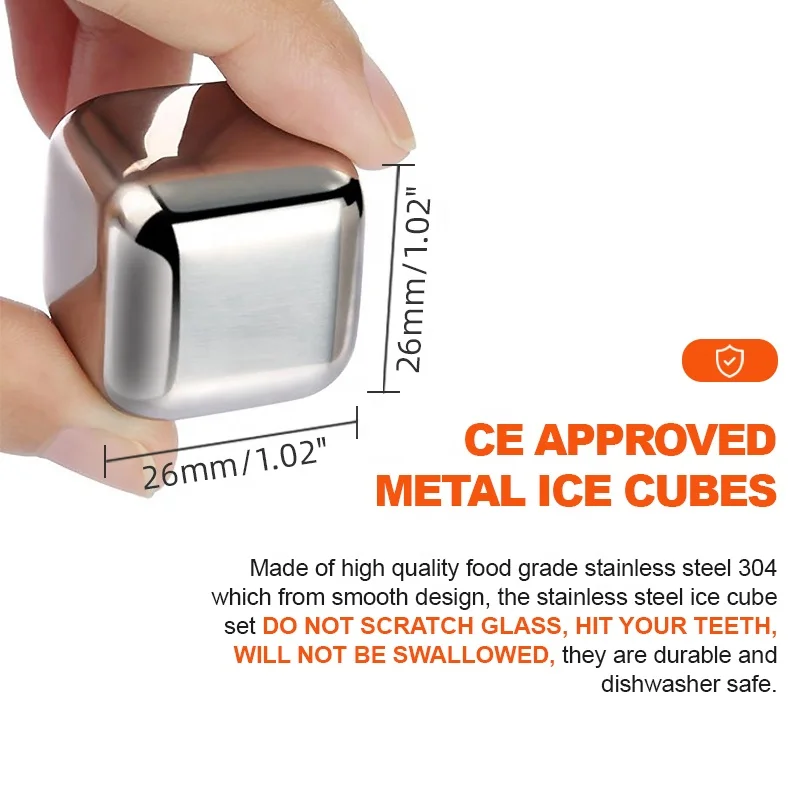 Artificial Round Square Stone Stainless Steel Ice Cubes For Coffee