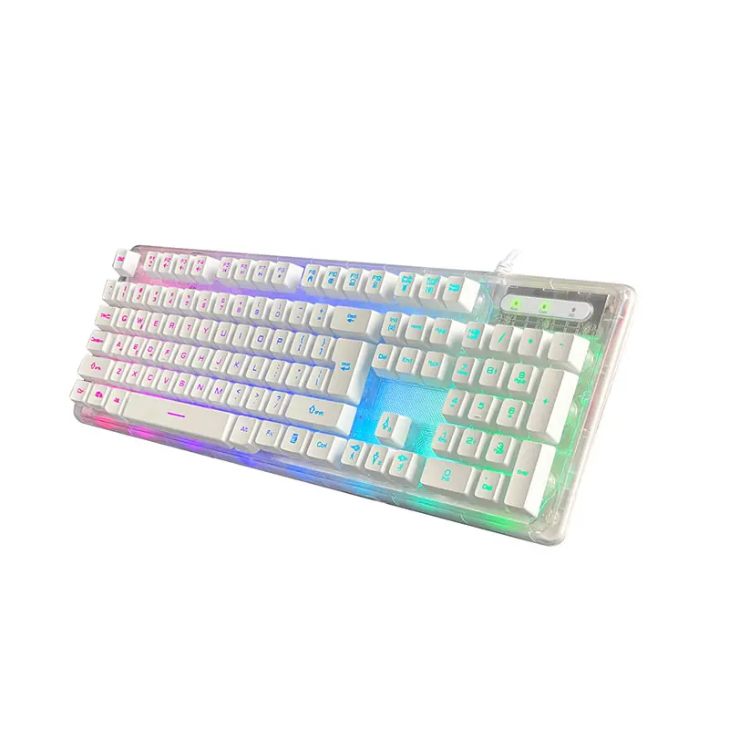 Новая Проводная игровая клавиатура с USB подсветкой, прозрачная светящаяся лазерная клавиатура со средней пластиной, игровая клавиатура, KBL-707T
