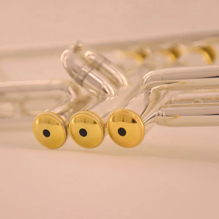 
High Grade Musical Instruments Thick Silver Trumpet Bb Key Brass Trumpet 