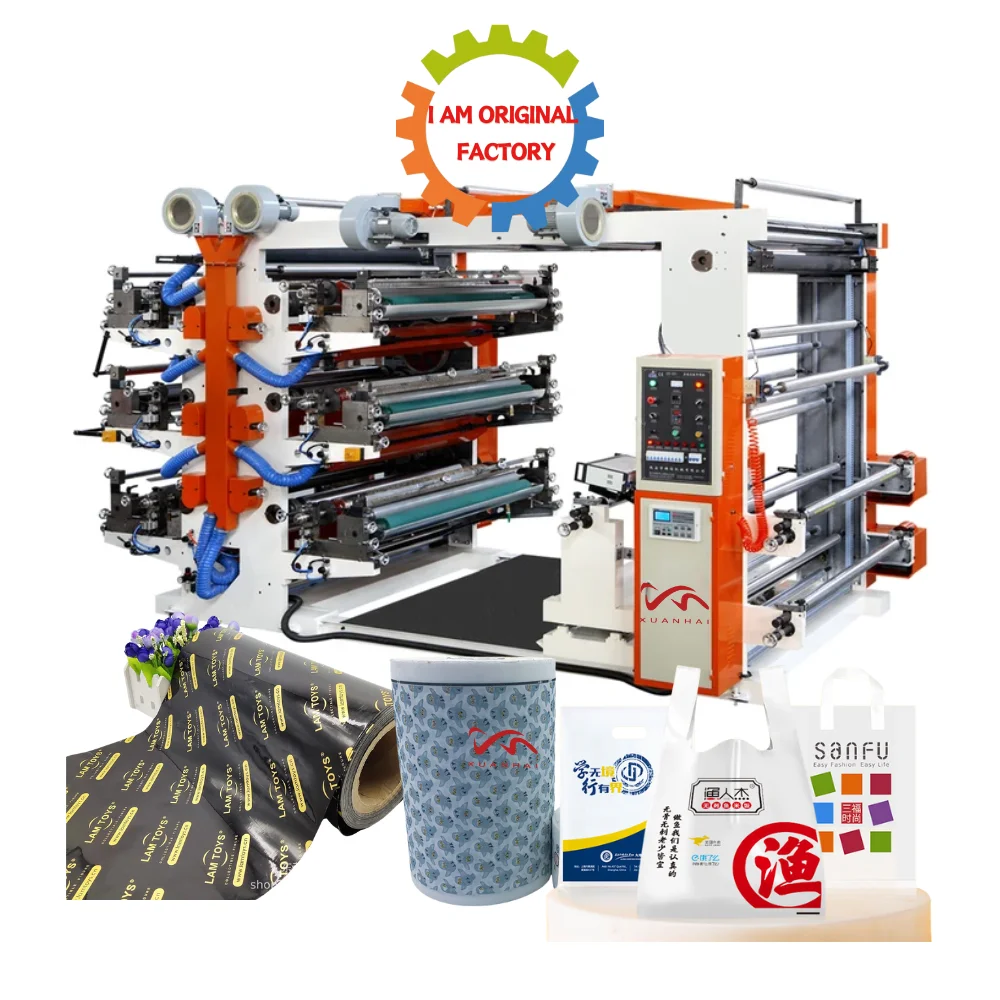 Six Colors Plastic bag,paper bag,non woven Flexo Printing Machine flexographic printer machine
