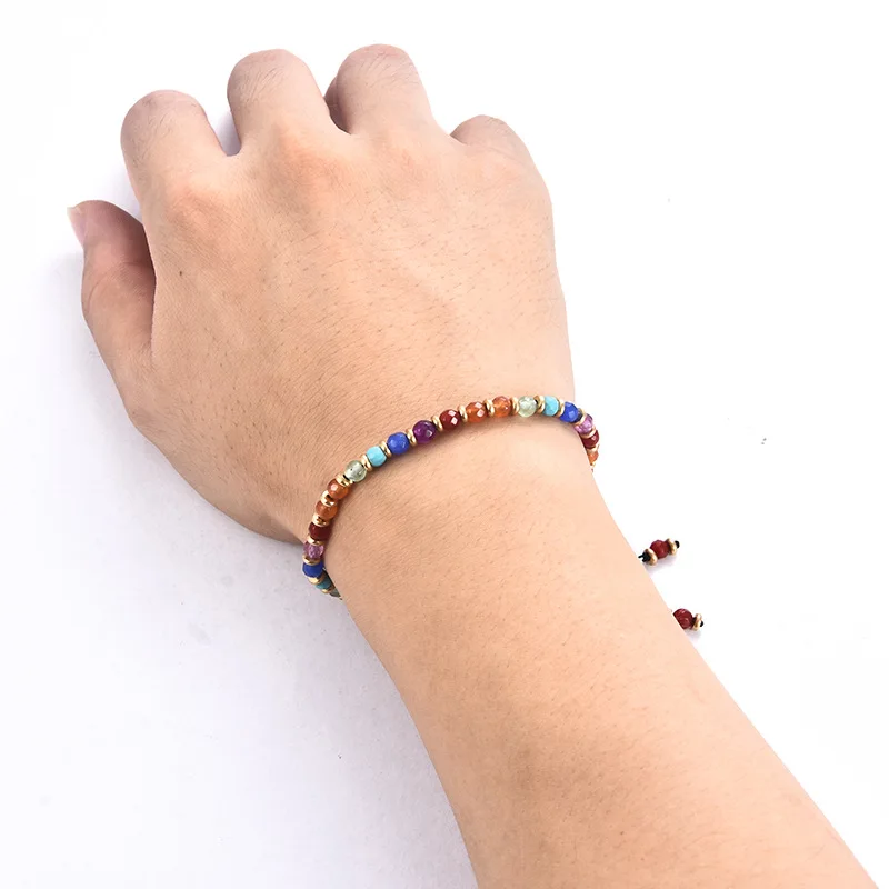 2021 Boho Wholesale 12 Sodiac Colorful Beads Adjustable Bracelet Spacer Bead 4mm Natural Stone Beads Braided Bracelet