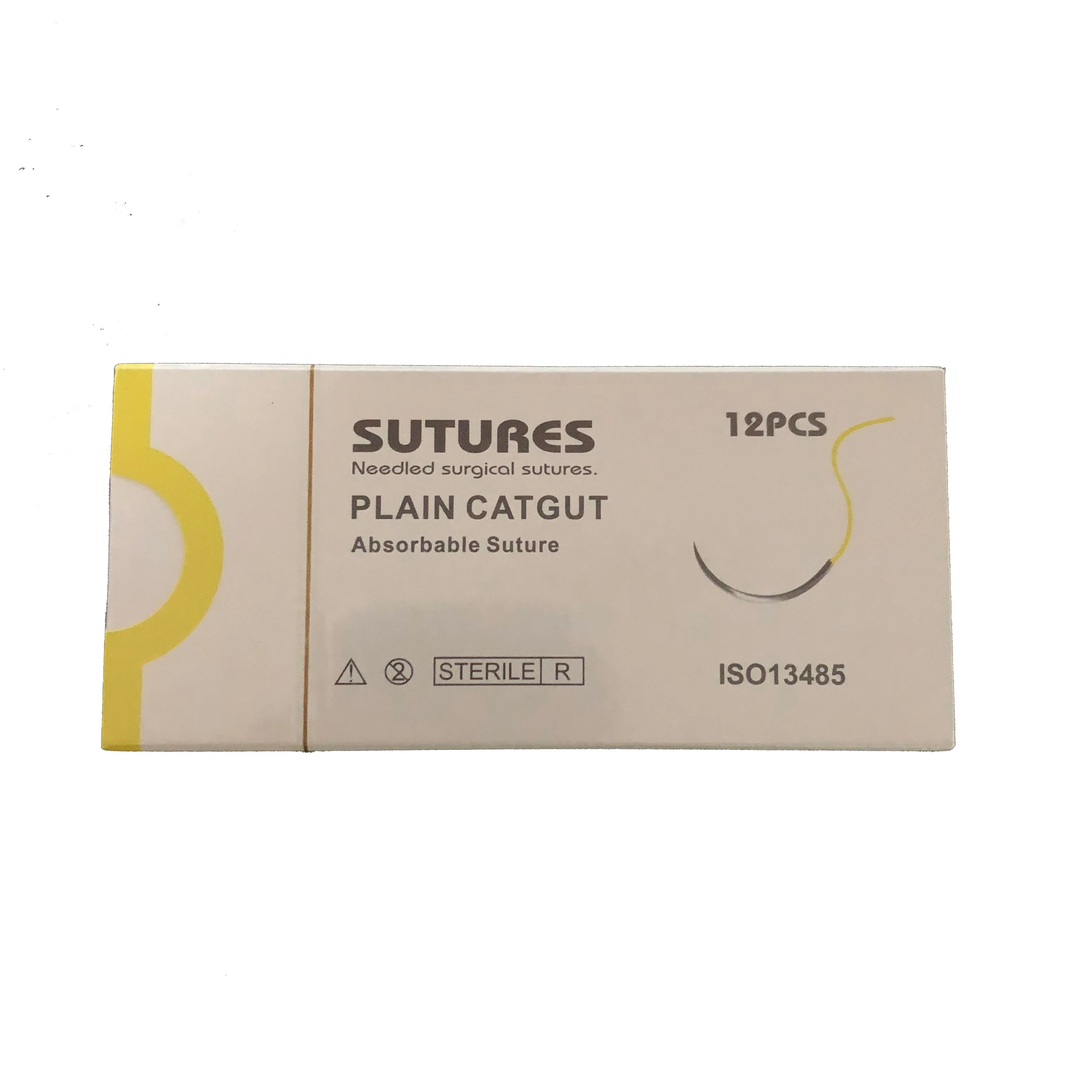 Поглощающие гладкие хромные хирургические швы с иглой, 75 см, 2, 0, 3, 0, 5 размеров