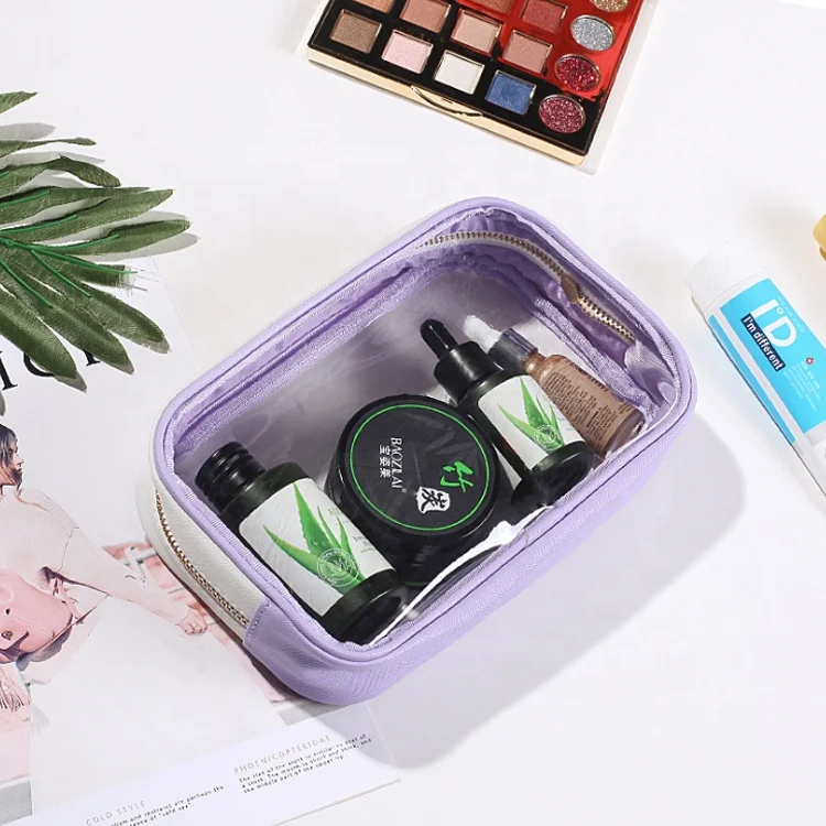 Transparent Beauty Clear Zipper Makeup Pouch Beach PVC Cosmetic Wash Bag Private Label