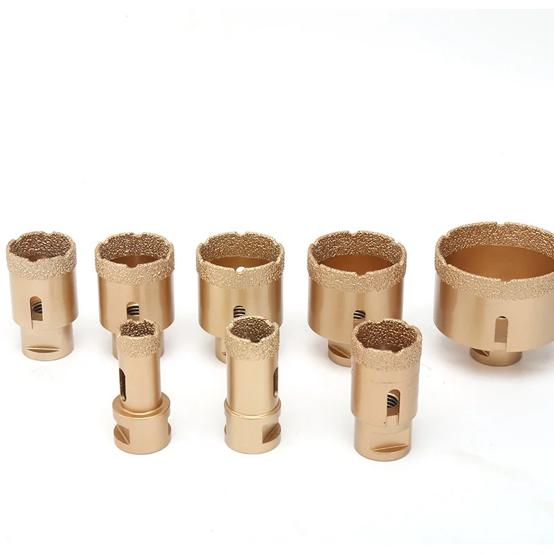 Dry vacuum brazing diamond core drill bit cutting machine M14 threaded hole saw marble porcelain stone crown 20-68mm