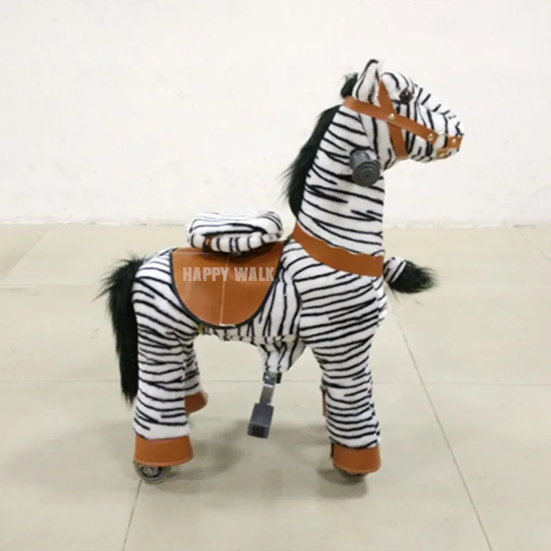 High Quality Unisex Plush Zebra Rocking Horse Toy OEM Service Mechanical Walking Animal Ride-on for Kids at Shopping Malls