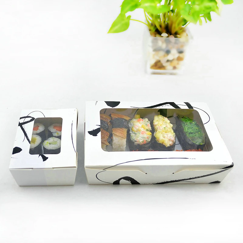 Wholesale Custom Logo Donut Dessert Puff Biodegradable Packaging Box Bakery Sushi Cake Paper Packaging Fast Food Delivery Box