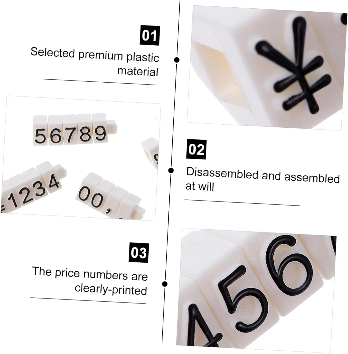 Hot Selling Small Desktop Digital Price Cube Display Rack Price Plastic Digit Numerals Yen Currency Signs Jewelry Watch Display