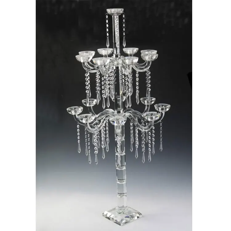 LG20190103-2 single head crystal candlesticks for wedding table centerpiece