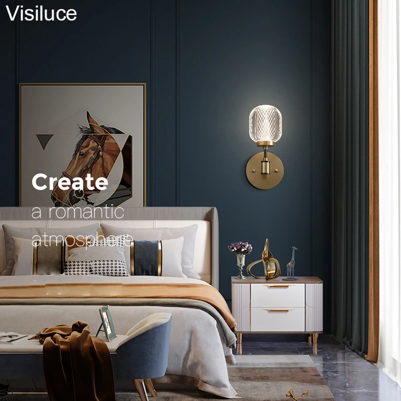 contemporary acrylic Wall Lamp Modern Simple Antique acrylic wall Lamps Led Modern Wall Lamp Indoor bedroom long brass Sconce