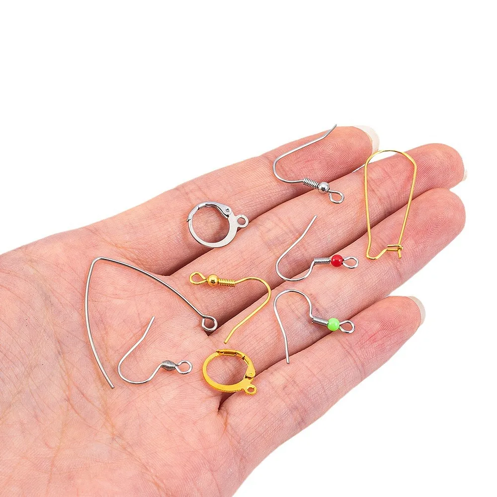 Stainless Steel 18K Plated Spring Ball Dangle Earring Wire Non tarnish Ear Hook Accessories For Diy Jewelry Making components