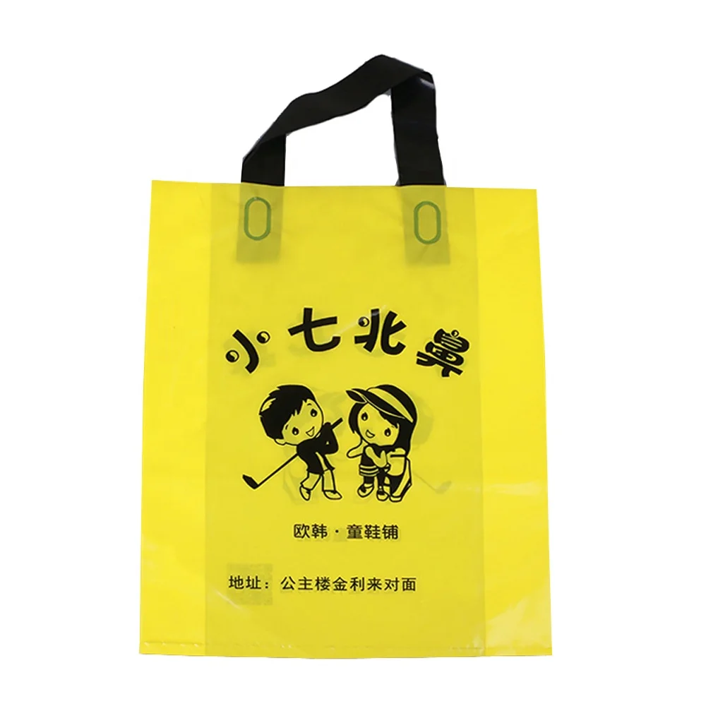 Wholesale Custom Printed Logo Ldpe Shopping Extra Strong Soft Loop Handle Plastic Bag