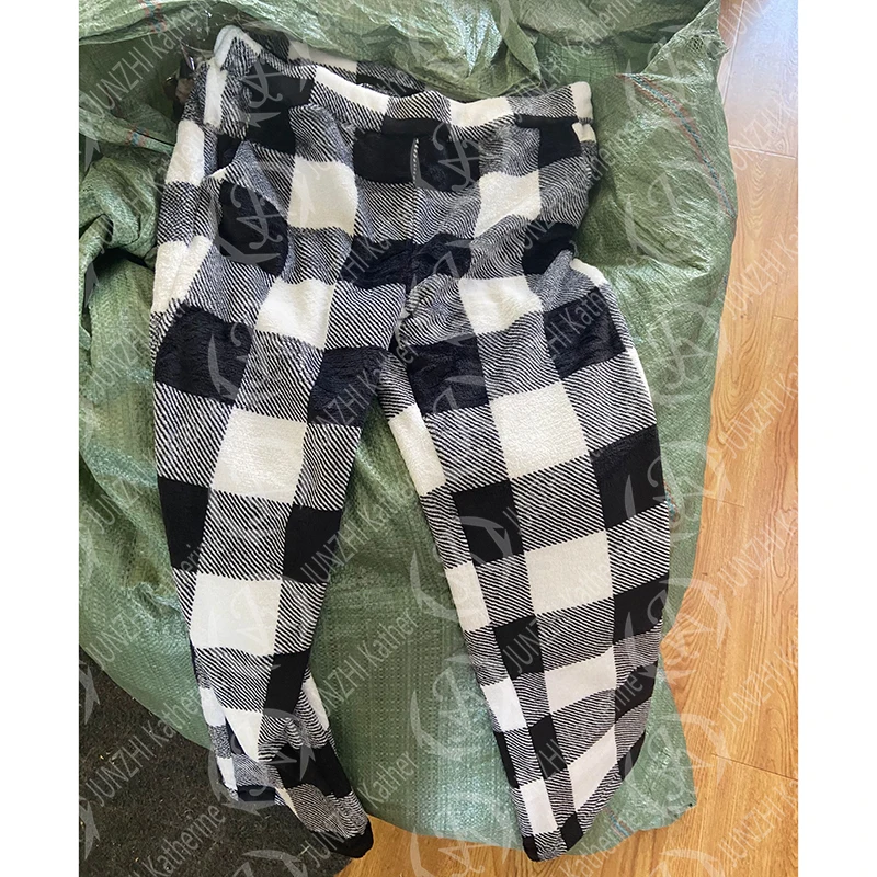 JUNZHI Winter Warm Flannel Buffalo Plaid Pajama pants