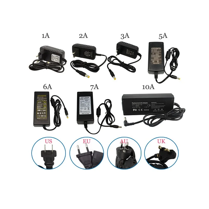Блок питания 1A 2A 3A 5A 6A 10A Питание AC/DC адаптер DC 12V переключения мощности для освещения светодиодные полосы лампы