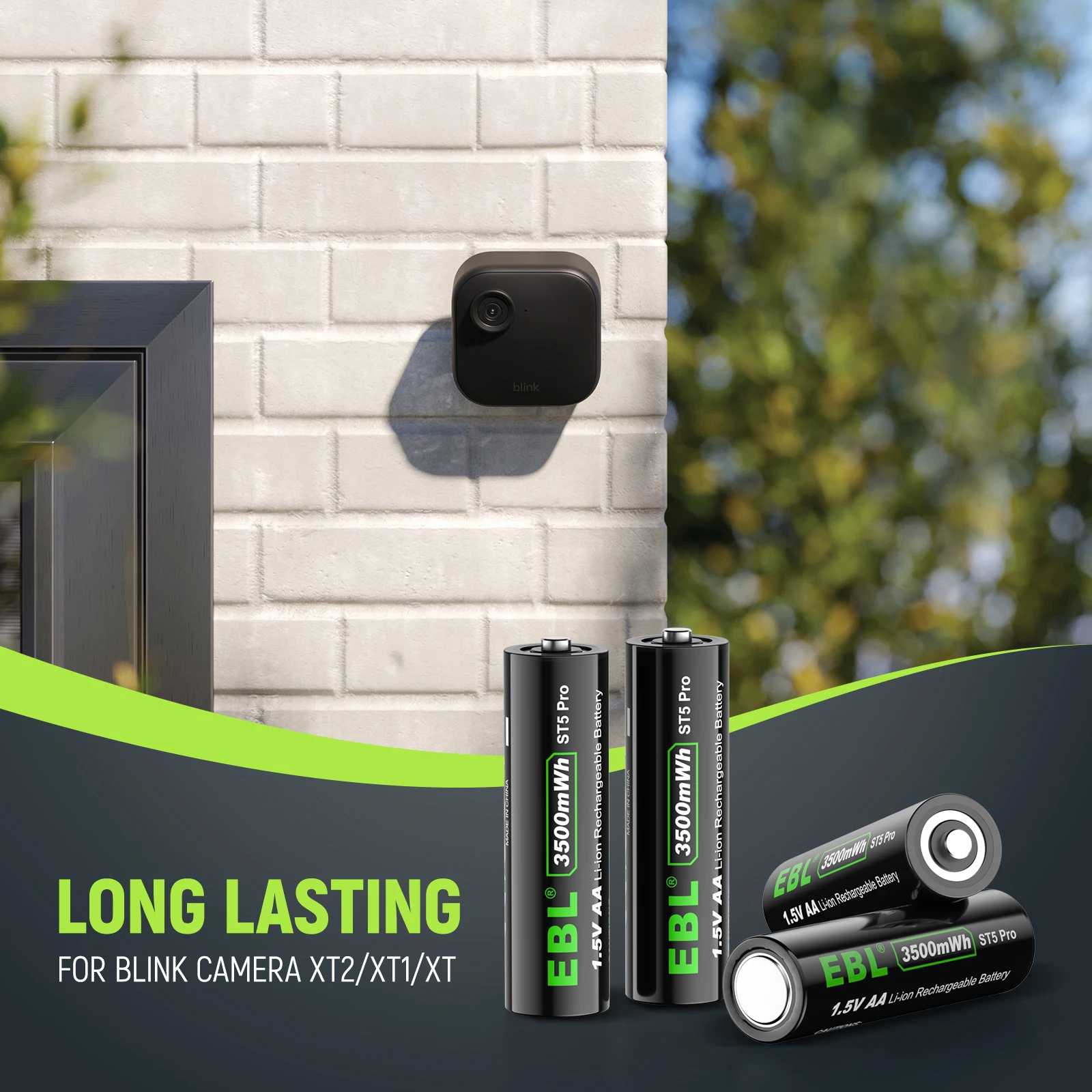Long Lasting 4 Pack Blink Camera Double A EBL 2000mah 1.5 V 3500mwh Rechargeable Lithium Ion AA Lithium 1.5V Battery