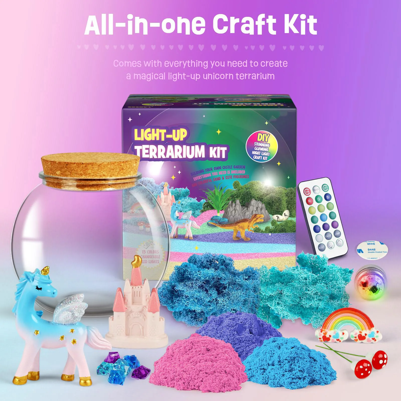 DIY Creative Art Craft and Crafts DIY Unicorn light up Terrarium tool build Kit for kids