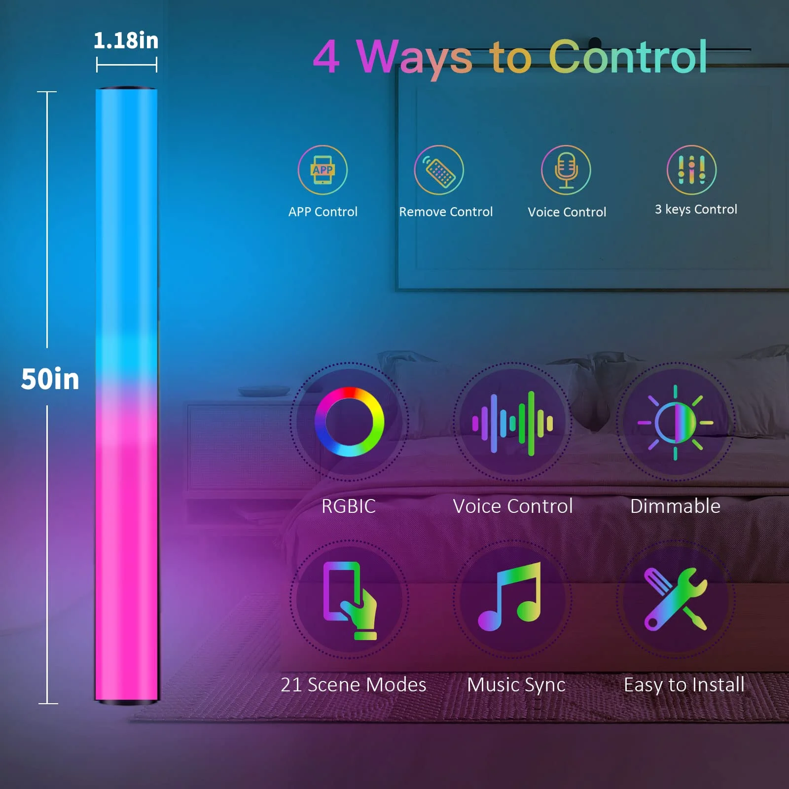 Mobile Control Led Christmas Lights Custom Modern Indoor Color Changing LED Nordic Rgb Corner Floor Lamp