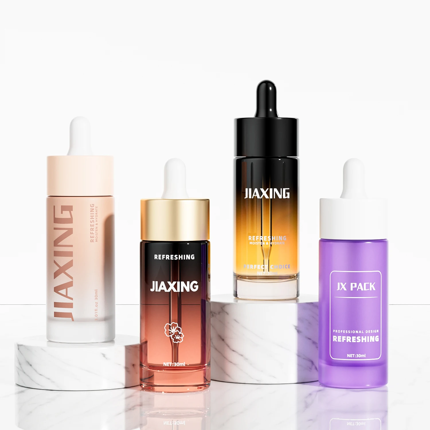 large circle rose gold fine oil bottle 1 oz skin care eye essence oil bottle dropper bottle 50 ml with packaging box