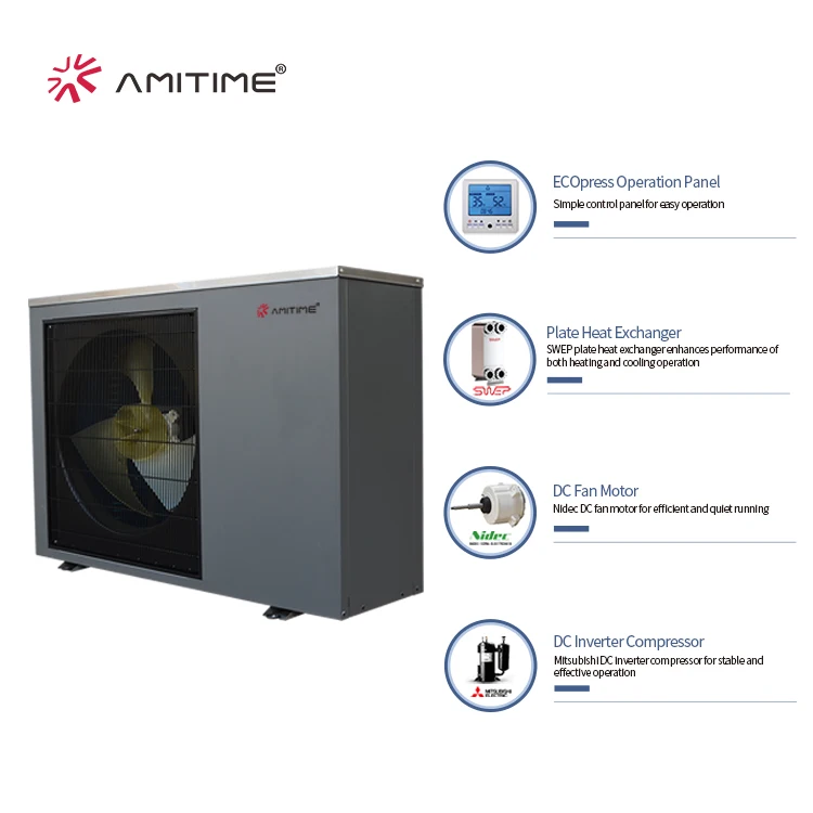 Amitime Custom  A+++ Home Appliance Quiet Operation R32 12kW Monoblock Inverter Air Heat Pump For Home Heating
