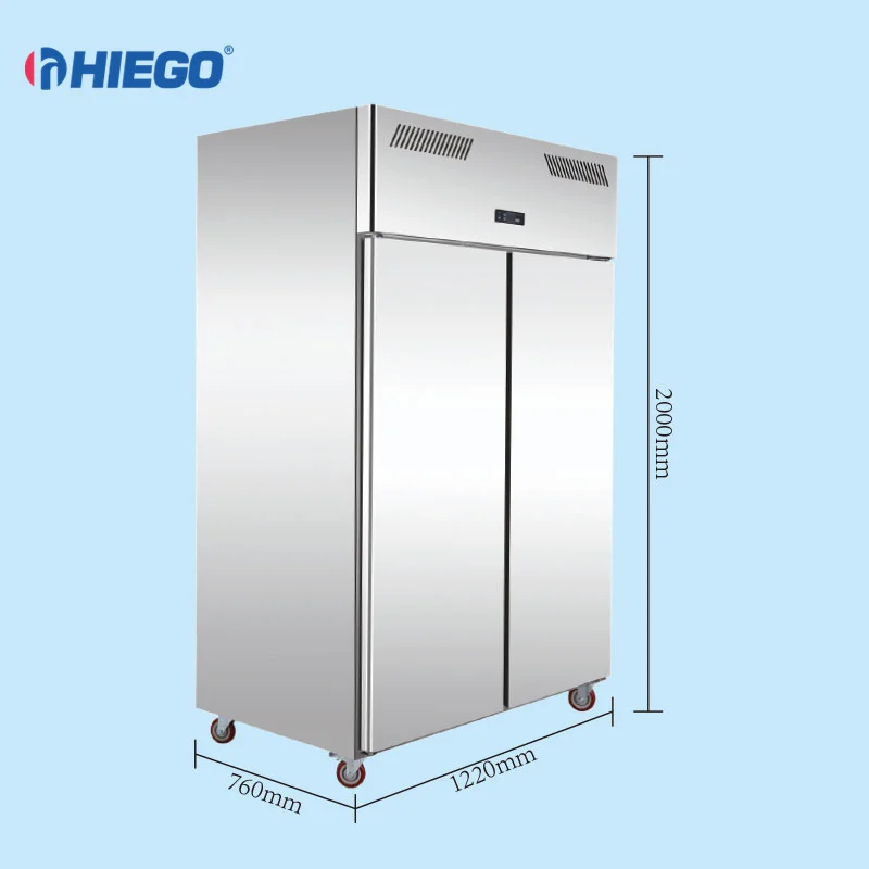 Commercial Double Door Air Cooling Freezer Stainless Steel Upright Refrigerator Refrigeration Equipment