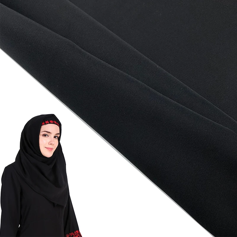 Hot Sale Muslim islamic arab polyester 30D wool chiffon formal black abaya hijab niqab burqa fabric