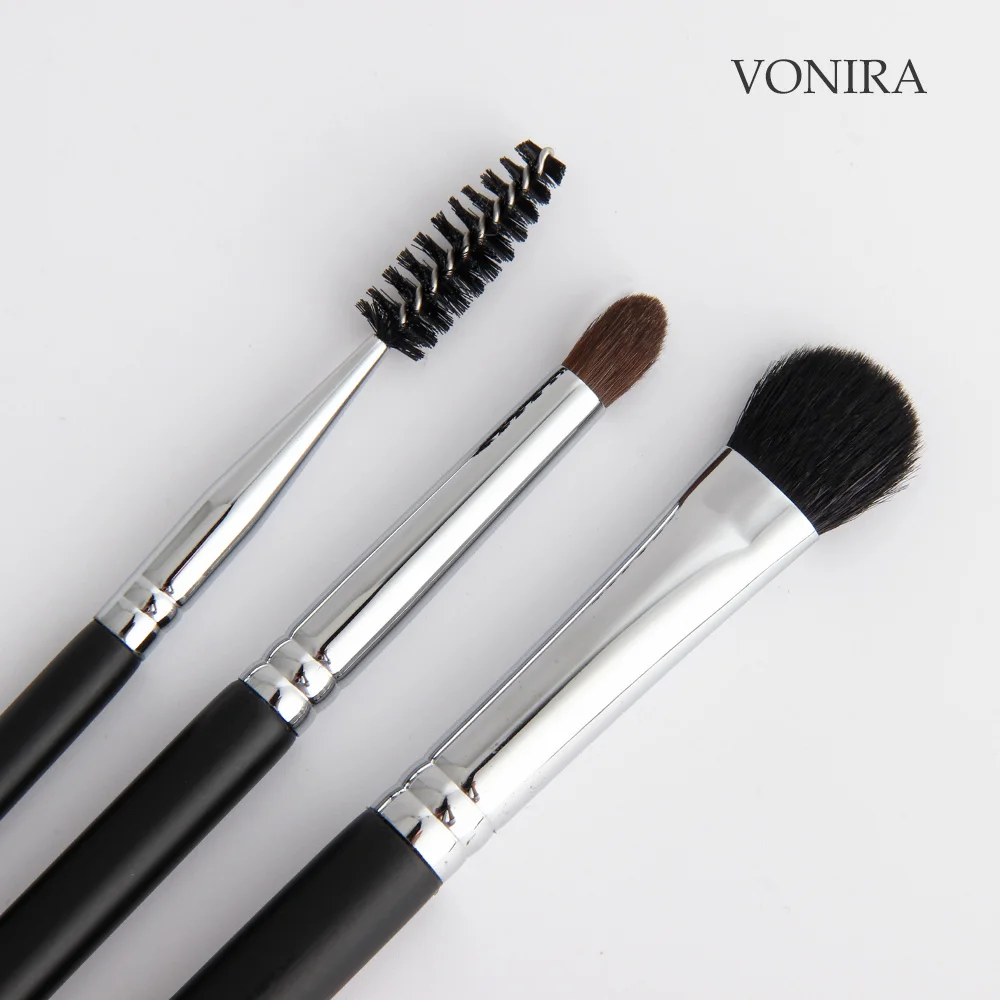 Vonira Beauty Matte Black Silver Copper Professional Makeup Studio Makeup Artist Must Have Basic Cosmetic Brushes Set OEM  ODM