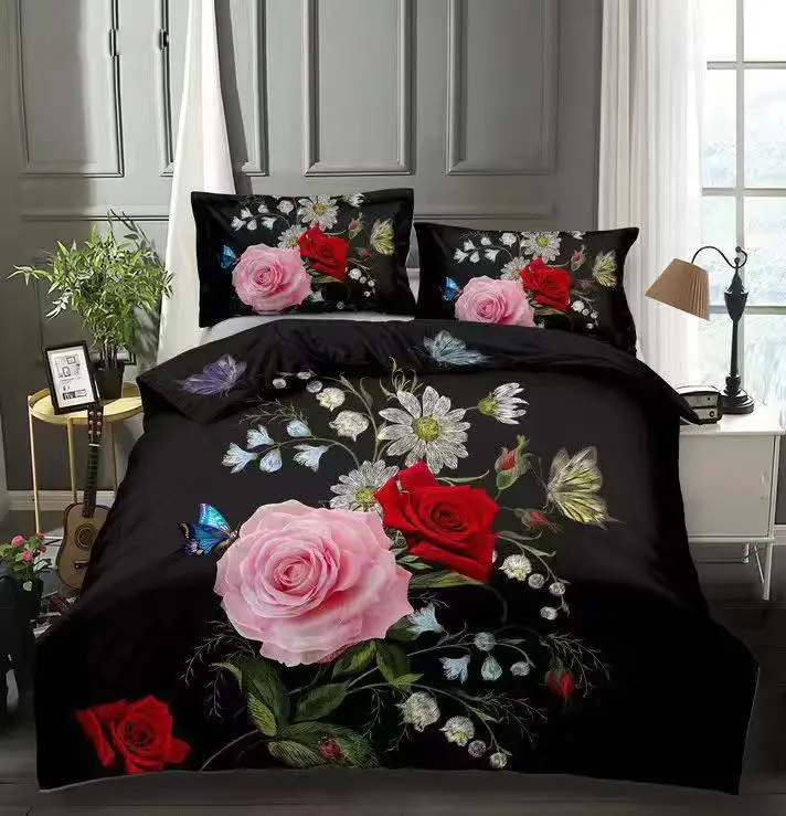 
3d flowerprinting textile fabric 100% polyester brushed fabric 